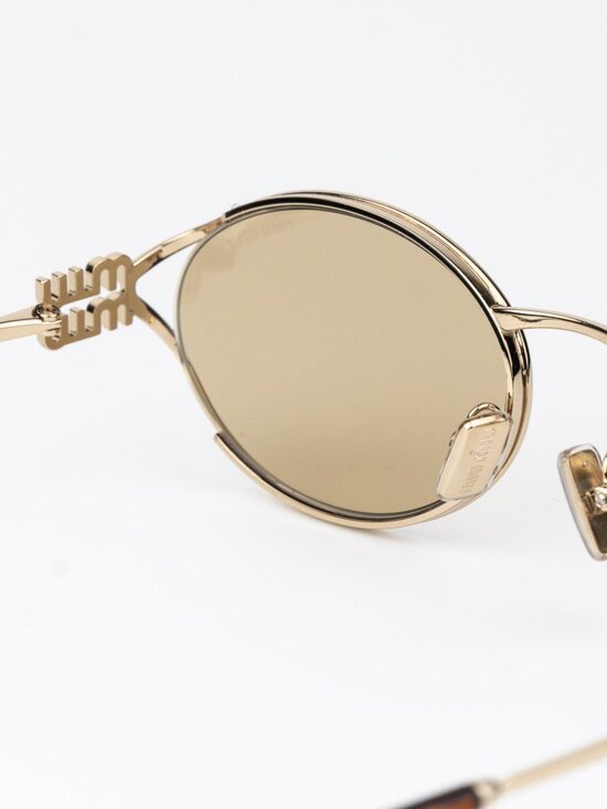 Miu Miu Women Sunglasses LOGO Pale Gold Yellow Oval MU52YS ZVN10R NEW AUTHENTIC main image 14